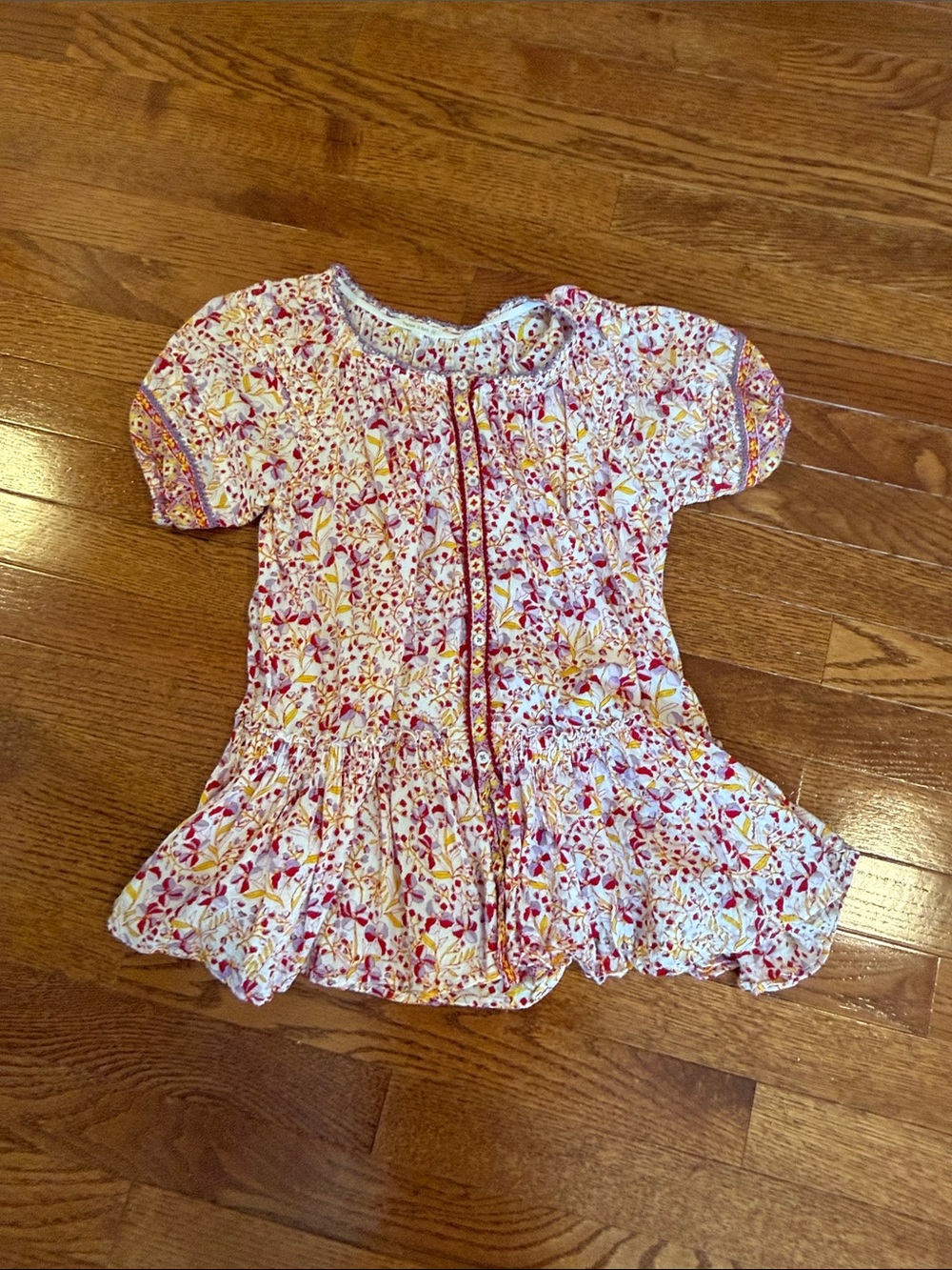 Poupette St. Barth Girls Floral Dress Pink & Yellow